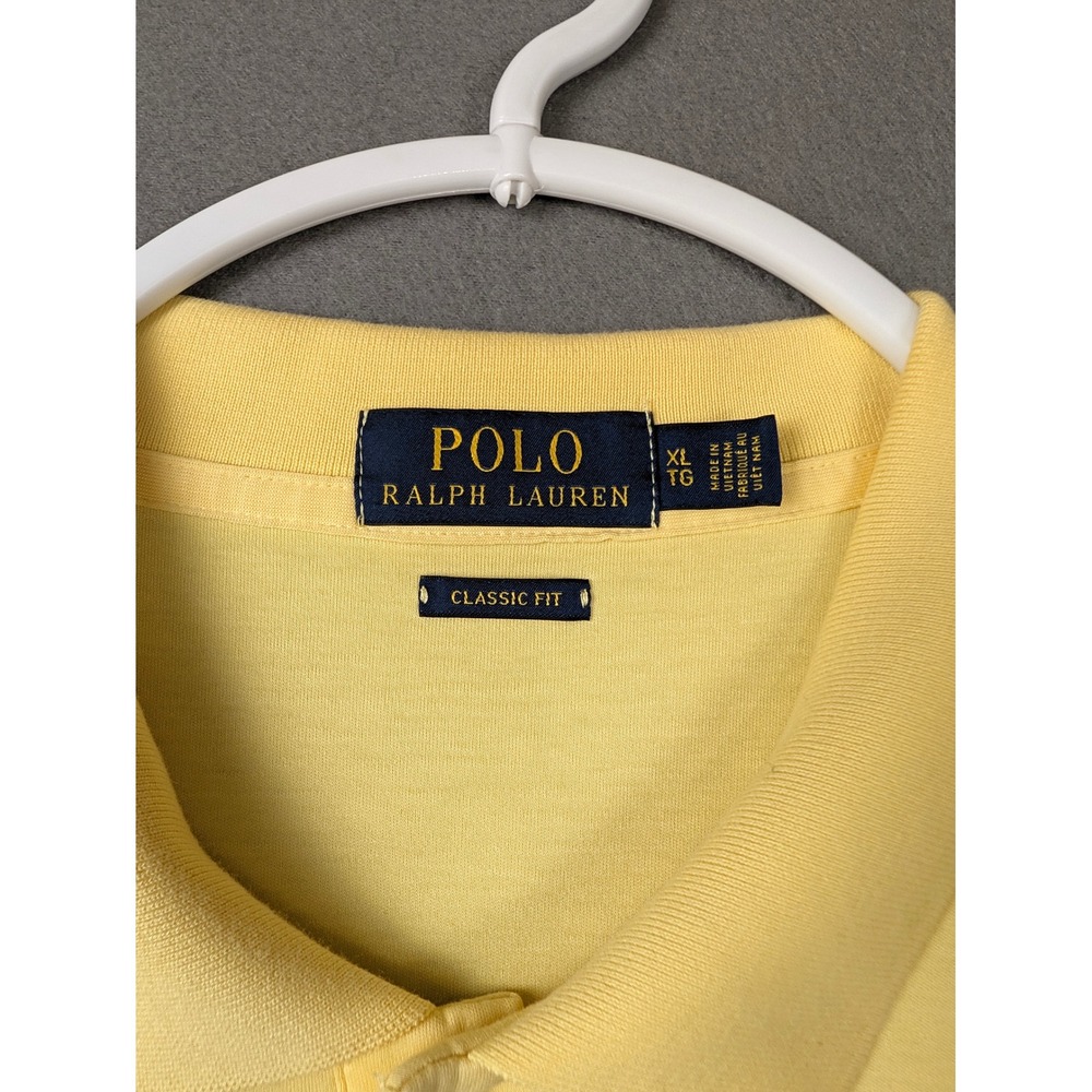 Polo Ralph Lauren Mens XL Yellow Short Sleeve Classic Fit Polo Shirt Cotton - Picture 2 of 8